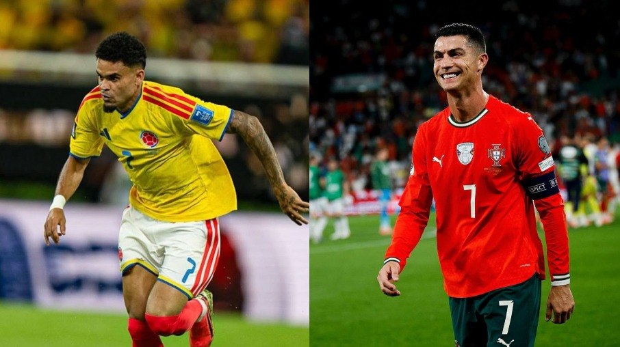 Luis Díaz e Cristiano Ronaldo são destaques de Colômbia e Portugal