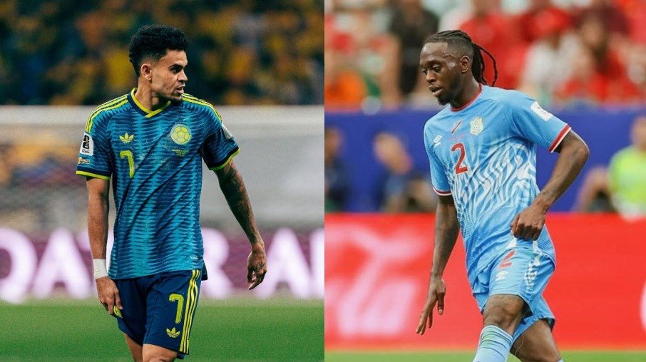 Luis Díaz e Wan-Bissaka fazem embate em Colômbia x RD Congo Luis Díaz e Wan-Bissaka fazem embate em Colômbia x RD Congo