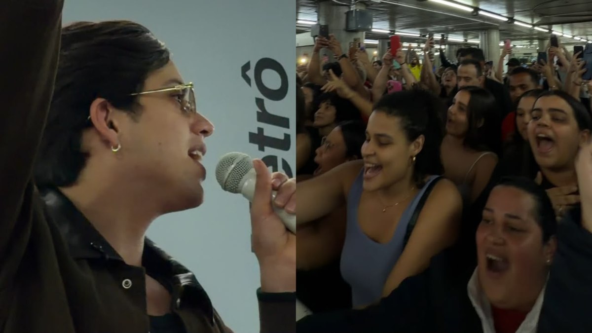 Léo Foguete surpreende fãs com pocket show no metrô de São Paulo