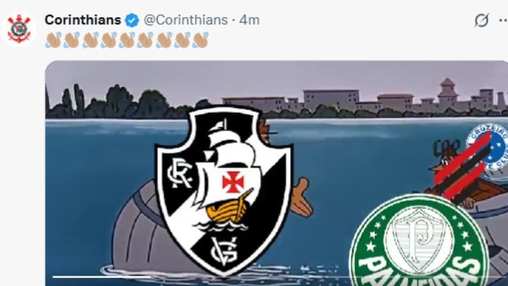 Corinthians provoca Palmeiras nas redes após título