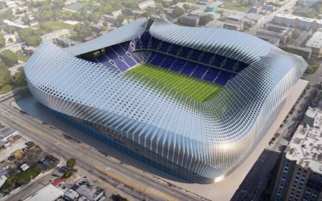 Perspectiva artística de como deve ser o estádio de David Beckham em Miami, nos EUA