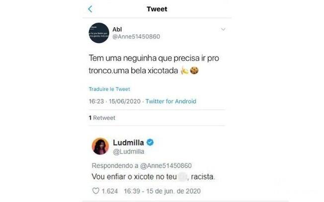 Ludmilla responde um tweet racista
