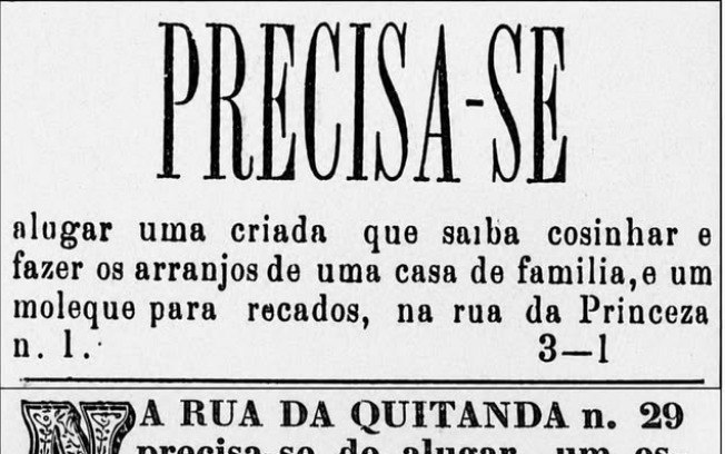 Anuncio de aluguel de escravizados- Correio Paulistano em julho de 1854. Anuncio de aluguel de escravizados- Correio Paulistano em julho de 1854.
