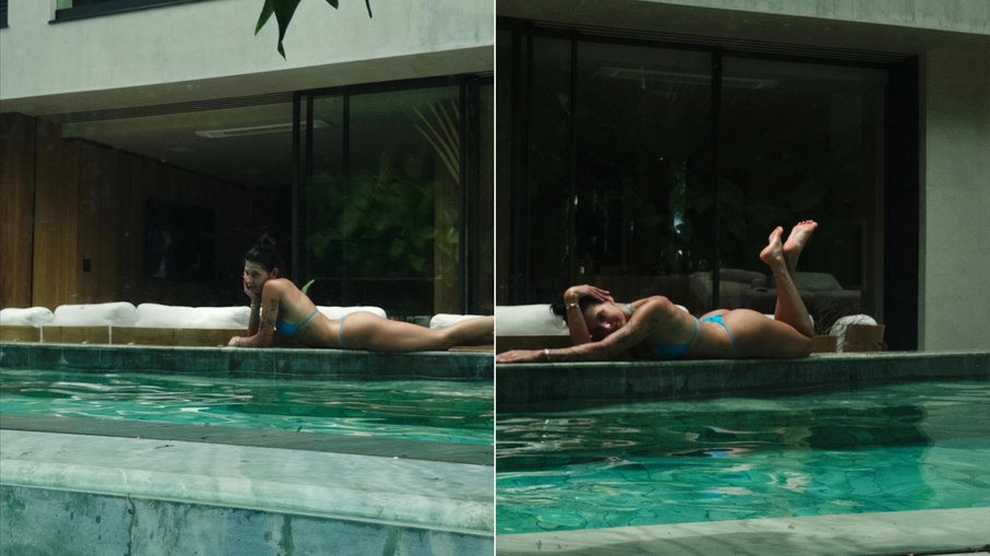 Ana Castela posa de biquíni à beira da piscina Ana Castela posa de biquíni à beira da piscina