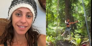 Mulher quebra recorde ao ficar pendurada pelo cabelo