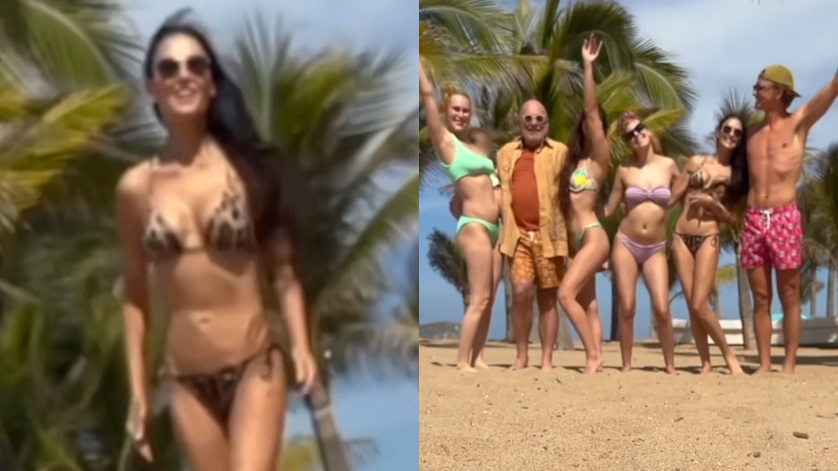 Demi Moore surge com barriga chapada durante férias com filhas