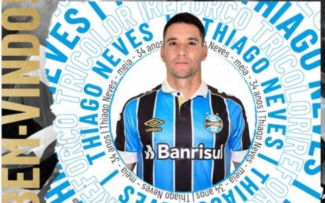 Grêmio anunciou Thiago Neves como novo reforço