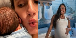 Carol Peixinho mostra filho dormindo em seus braços e encanta