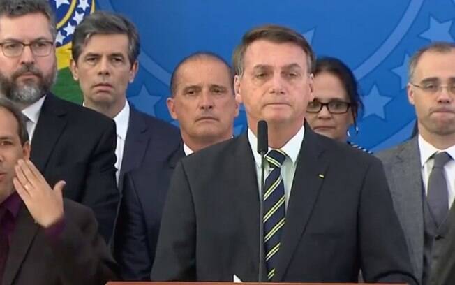Bolsonaro em pronunciamento oficial ontem, 24, para falar sobre saída de ex-ministro da Justiça, Sérgio Moro