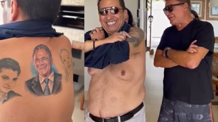 Jorge Kajuru tatua rosto do senador Alvaro dias nas costas 