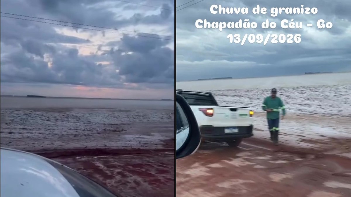 Área rural de Chapadão do Céu aparece coberta por granizo em vídeos compartilhados nas redes sociais Área rural de Chapadão do Céu aparece coberta por granizo em vídeos compartilhados nas redes sociais
