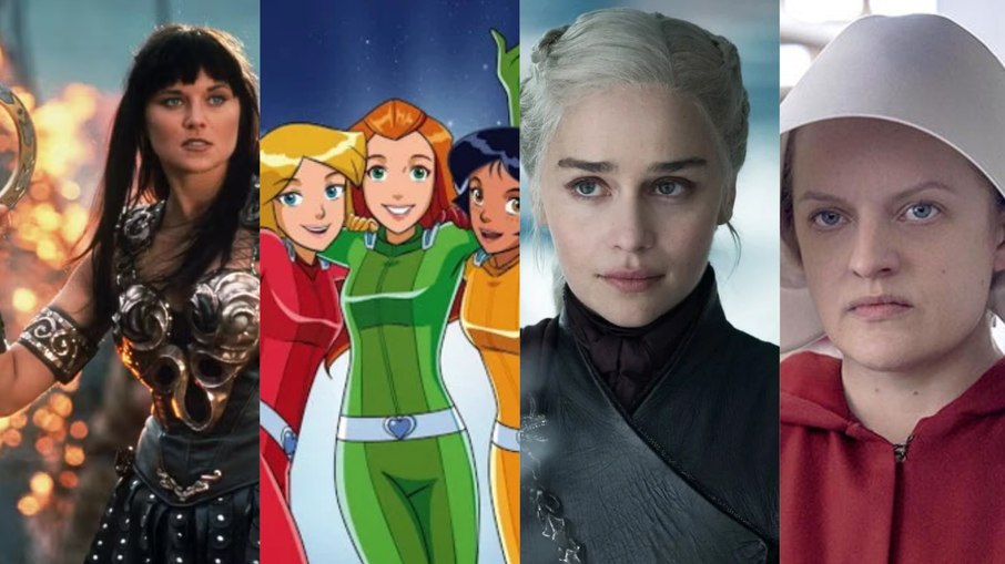 Da esquerda para direita, Xena, Alex, Sam, Clover(Três Espiãs Demais), Daenerys Targaryen (Game of Thrones) e June (O Conto da Aia). Da esquerda para direita, Xena, Alex, Sam, Clover(Três Espiãs Demais), Daenerys Targaryen (Game of Thrones) e June (O Conto da Aia).