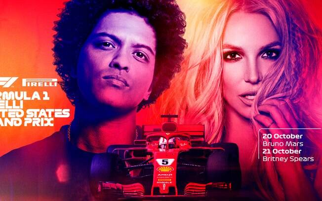 Anúncio dos shows de Bruno Mars e Britney Spears no GP dos EUA