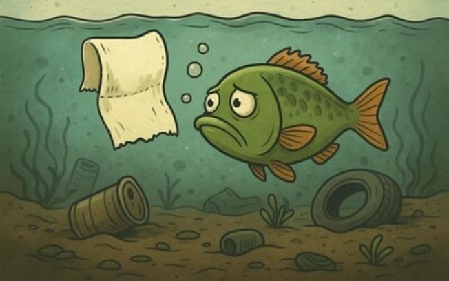 Papel higiênico que não dissolve e lenços 