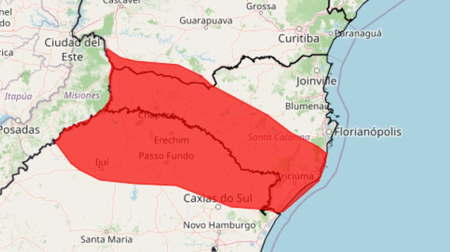 Alerta vermelho para temporais, rajadas de vento e granizo