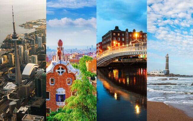 Alguns dos destinos para viajar sozinho ao redor do mundo são Toronto, Barcelona, Dublin e Punta del Este