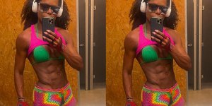 Adriana Bombom exibe abdômen trincado