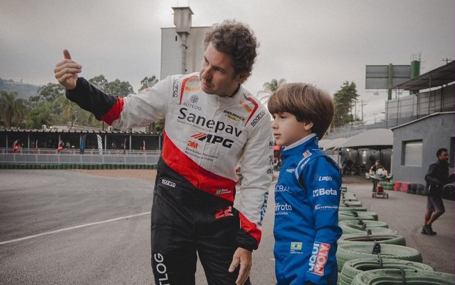 Daniel Lancaster acompanha estreia do filho aos 7 no kart em São Paulo