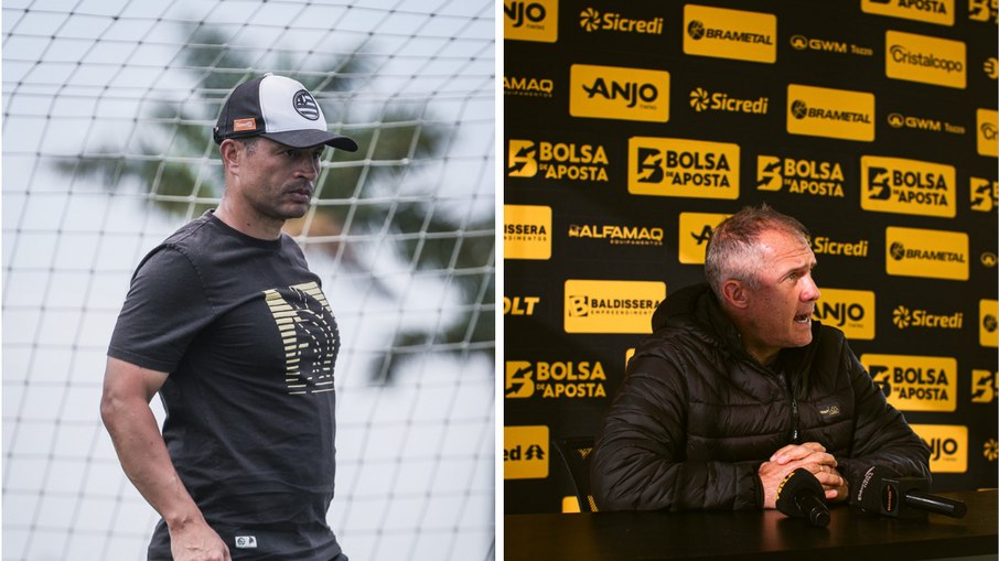 Alex, técnico do Athletico, tenta segurar o líder Criciúma, comandado por Eduardo Baptista Alex, técnico do Athletico, tenta segurar o líder Criciúma, comandado por Eduardo Baptista