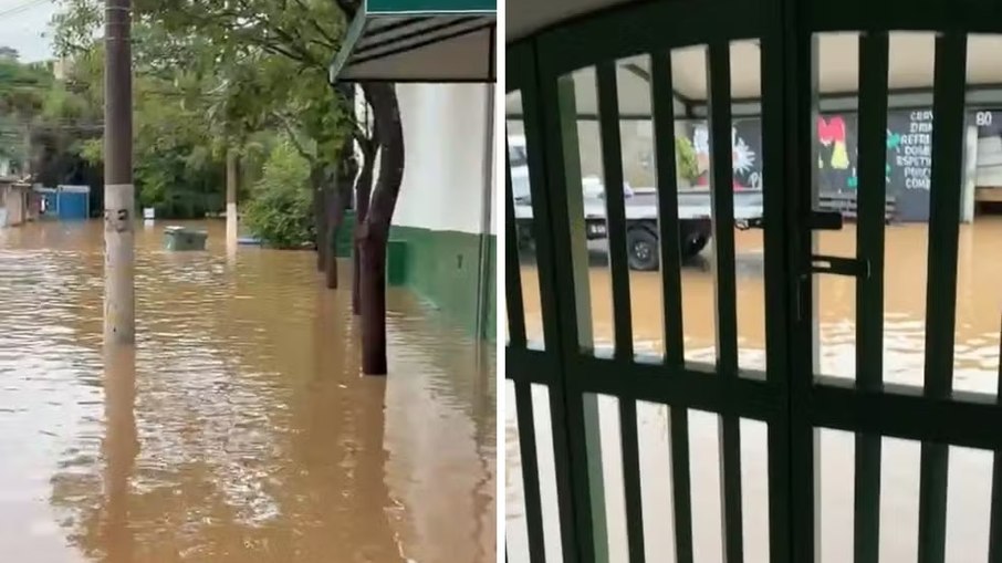 Rua do Colégio Notre Dame, que tem 2.354 eleitores, ficou totalmente alagada