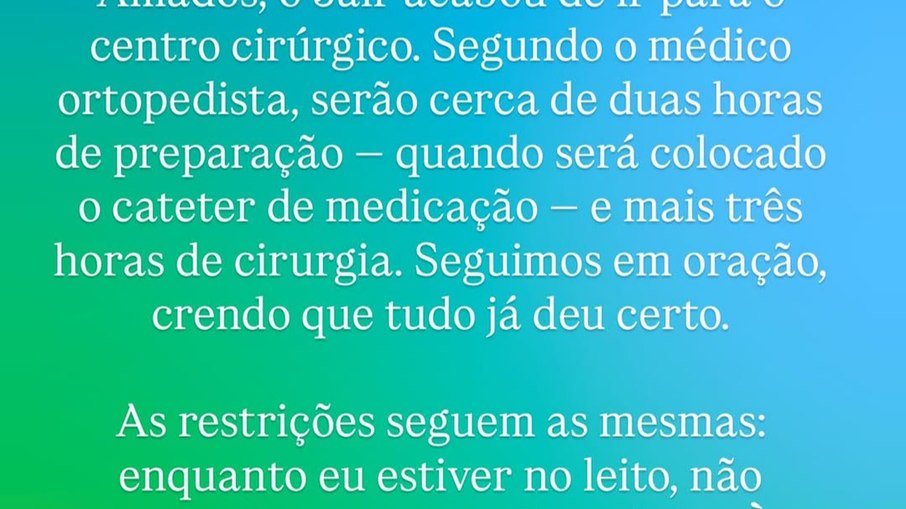 Publicação de Michele Bolsonaro em suas redes sociais