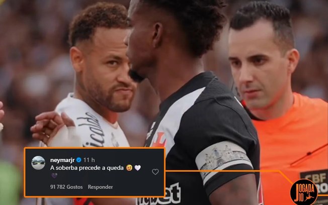Neymar estende a mão para cumprimentar Thiago Mendes, mas volante do Vasco não corresponde