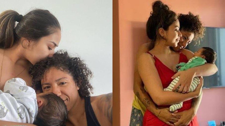 Cristiane Rozeira e Ana Paula Garcia com o filho Bento