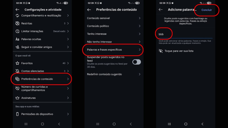 Bloqueie termos relacionados ao BBB no seu Instagram