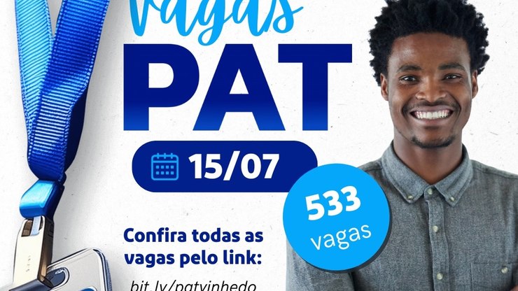PAT Vinhedo oferece 533 vagas de emprego em diversas áreas