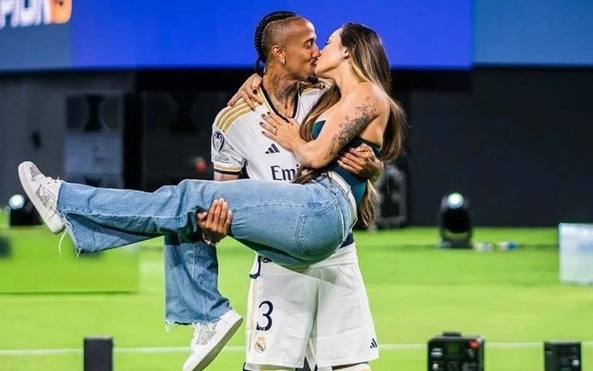 Foto polêmica de Éder Militão e Tainá Castro após o título da Liga dos Campeões do Real Madrid