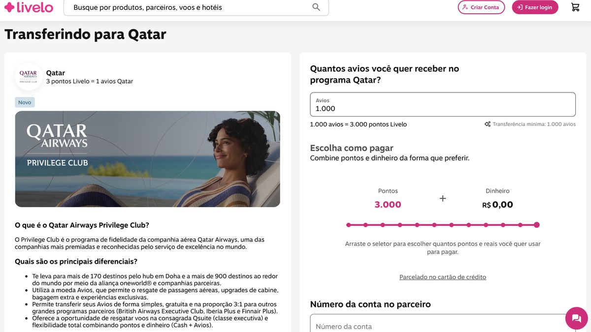 Transferência pode ser feita pelo app ou site da Livelo