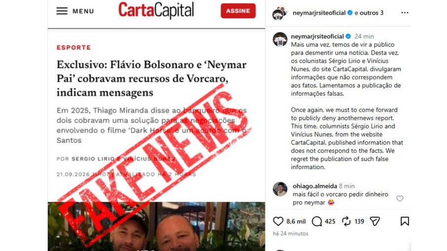Neymar nega relação do pai com Vorcaro Neymar nega relação do pai com Vorcaro