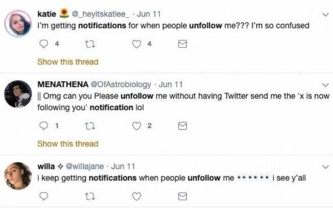 Print do Twitter mostra usuários falando sobre as notificações que receberam da rede social