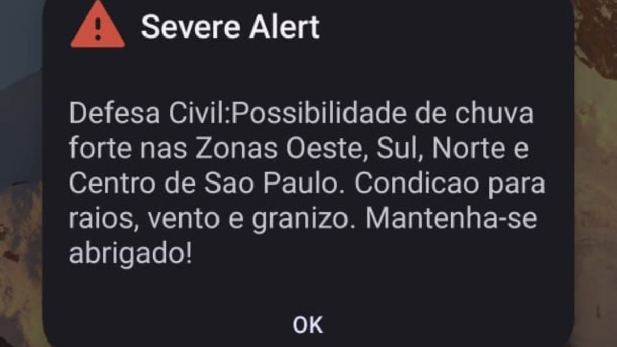 Alerta recebido nos celulares Alerta recebido nos celulares