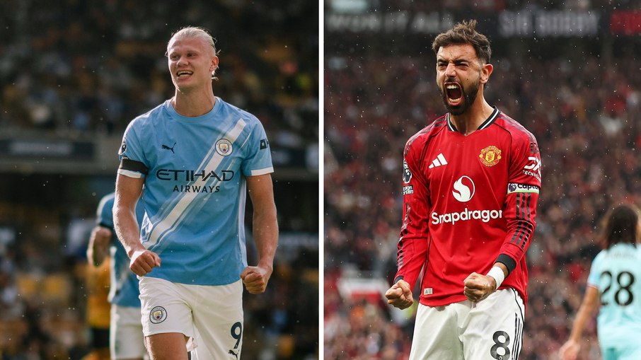Haaland e Bruno Fernandes são destaques do jogo entre City e United