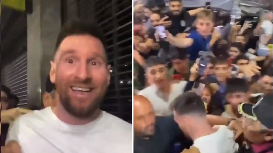 Multidão de fãs foi até restaurante que Lionel Messi jantava para ver craque