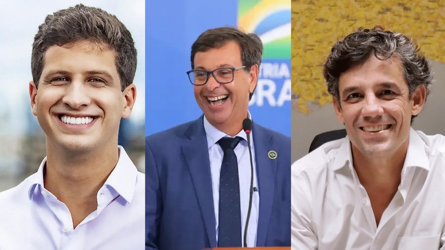 João Campos (à esquerda), Gilson Machado (centro) e Daniel Coelho