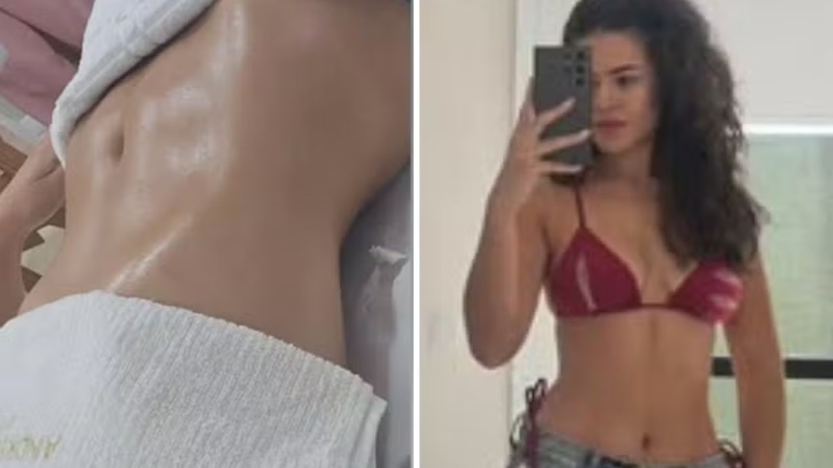 Maisa exibe abdômen definido após drenagem Maisa exibe abdômen definido após drenagem