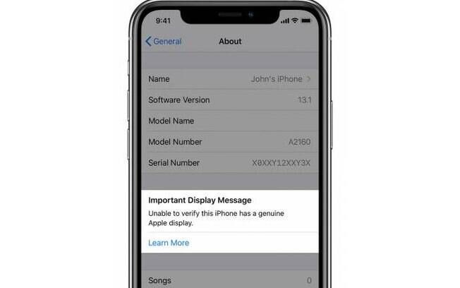 A Apple irá notificar usuários que usarem telas não originais nos iPhones. 