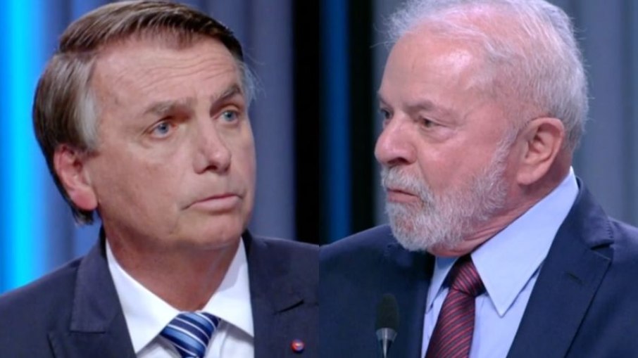 Lula e Bolsoanro durante debate na TV Globo