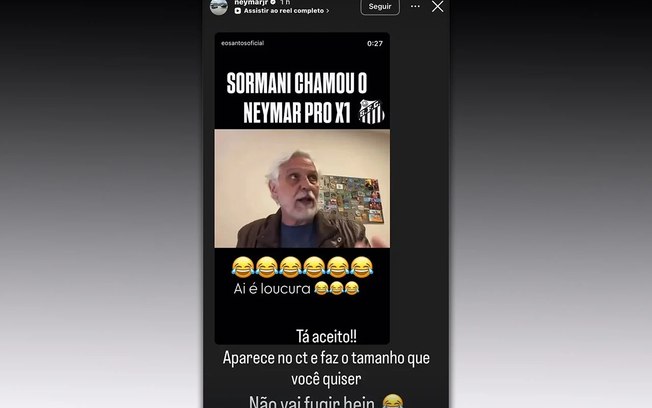 Neymar aceita desafio contra jornalista