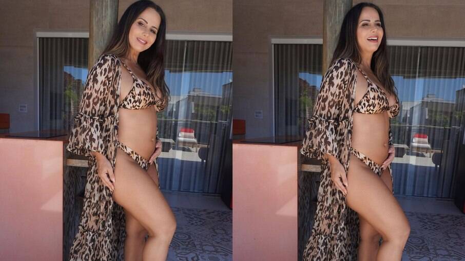 Viviane Araújo mostra barriga de grávida