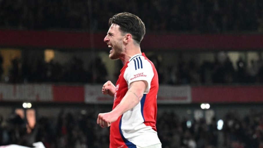 Declan Rice marcou dois golaços na vitória do Arsenal sobre o Real Madrid Declan Rice marcou dois golaços na vitória do Arsenal sobre o Real Madrid