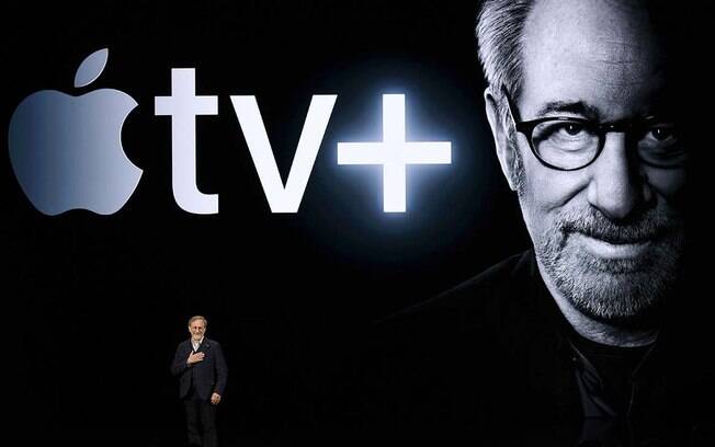 Steven Spielberg durante apresentação da Apple