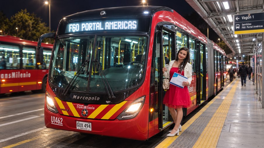 Yeline Lizbeth Patiño se casou com a linha A60/F60 do TransMilenio, sistema de ônibus de Bogotá Yeline Lizbeth Patiño se casou com a linha A60/F60 do TransMilenio, sistema de ônibus de Bogotá