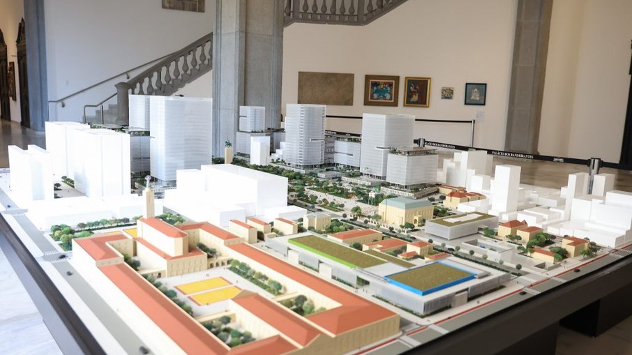 Outro ângulo da maquete que apresenta o projeto no térreo do Palácio dos Bandeirantes