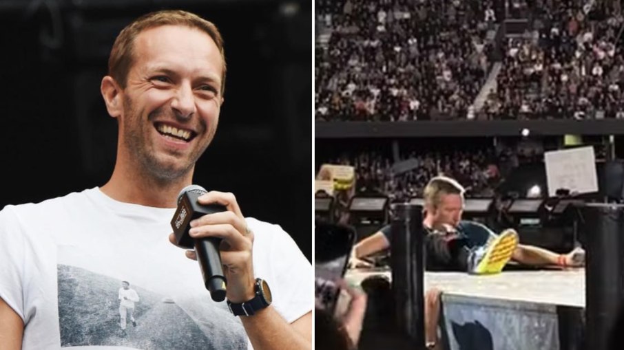 Chris Martin cai em 'buraco' durante show do Coldplay na Austrália; veja o vídeo