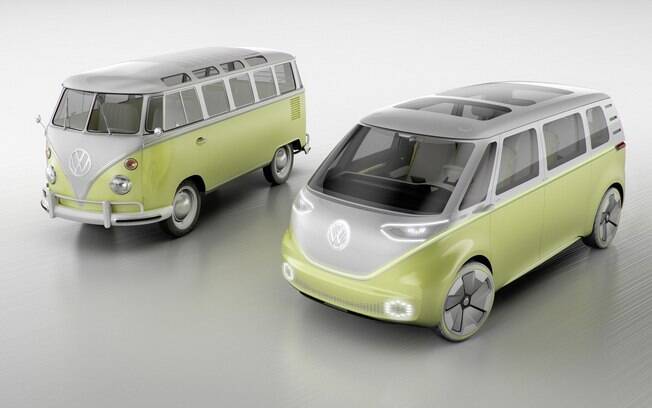 I.D Buzz e a clássica Volkswagen Kombi lado a lado. Logo deveremos ver a mesma situação com o Bugue