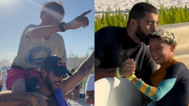 Filho de Piovani e Scooby vence competição de surfe