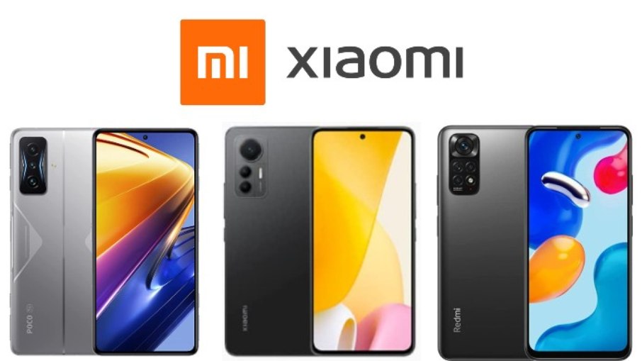 Smartphones Poco F4 GT,12 Lite e Redmi Note 11S da Xiaomi, respectivamente